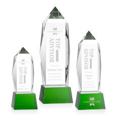 Bloomington Award on Base - Green  - Crystal Pillar Awards