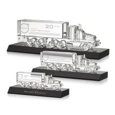 Crystal 18 Wheeler on Base - Black - Crystal Truck Awards