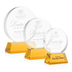 Glenwood Award on Base - Amber - Yellow Crystal Awards