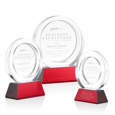 Templeton Award on Base - Red - Crystal Awards