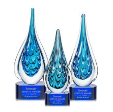 Worchester Award on Paragon Base - Blue - Art Glass Awards