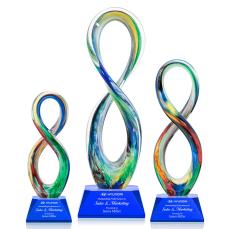 Duarte Award on Sheffield Base - Blue - Art Glass Awards