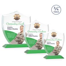 Scudo Shield VividPrint Award - Green - Crystal Awards