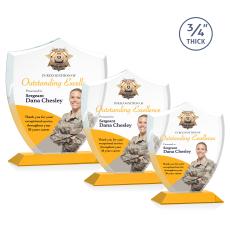 Scudo Shield VividPrint Award - Amber - Yellow Crystal Awards
