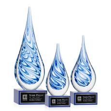 Marlin on Hancock Base - Blue - Art Glass Awards