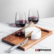 Swissmar Acacia Board & 2 Germain Stemless Wine - Glasses Sets
