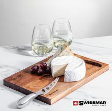 Swissmar Acacia Board & 2 Edderton Stemless Wine - Glasses Sets