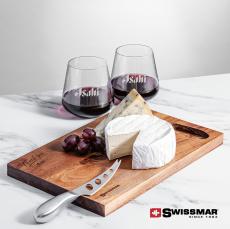 Swissmar Acacia Board & 2 Cannes Stemless Wine - Glasses Sets