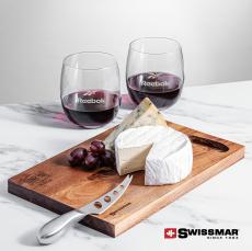Swissmar Acacia Board & 2 Zacata Stemless Wine - Glasses Sets