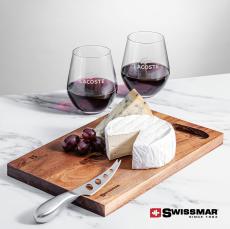 Swissmar Acacia Board & 2 Reina Stemless Wine - Glasses Sets