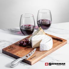 Swissmar Acacia Board & 2 Stanford Stemless Wine - Glasses Sets
