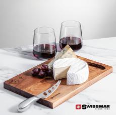 Swissmar Acacia Board & 2 Dunhill Stemless Wine - Glasses Sets