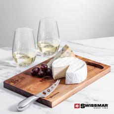 Swissmar Acacia Board & 2 Boston Stemless Wine - Corporate Gifts