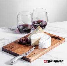 Swissmar Acacia Board & 2 Bartolo Stemless Wine - Corporate Gifts