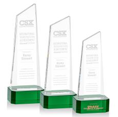 Belmont Tower Award on Padova Base - Green - Crystal Pillar Awards