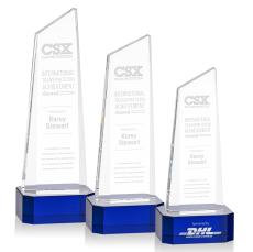 Belmont Tower Award on Padova Base - Blue - Crystal Pillar Awards