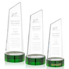 Belmont Tower Award on Stanrich Base - Green - Crystal Awards