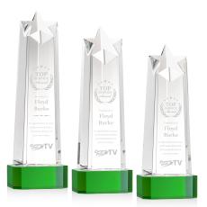 Delaware Star on Base - Green - Crystal Star Awards