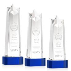 Delaware Star on Base - Blue - Crystal Star Awards