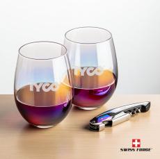 Swiss Force Opener & Miami Stemless Wine - Barware Gift Sets