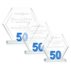 Riviera Anniversary Award No 50 - Blue - Crystal Awards