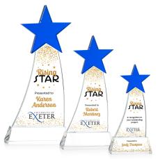 Manolita VividPrint Award - Blue/Clear - Crystal Star Awards