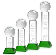 Basketball Award on Stowe Base - Green - Recognition Awards