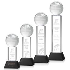 Basketball Award on Stowe Base - Black - Colored Crystal Awards
