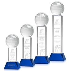 Basketball Award on Stowe Base - Blue - Colored Glass Awards