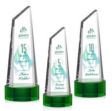 Akron VividPrint Award on Base - Green - Crystal Awards