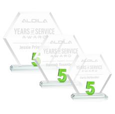 Riviera Anniversary Award No 5 - Green  - Crystal Awards