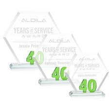 Riviera Anniversary Award No 40 - Green  - Crystal Awards