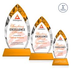 Marinello VividPrint Award on Base - Amber - Yellow Crystal Awards