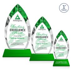 Marinello VividPrint Award on Base - Green - Crystal Awards