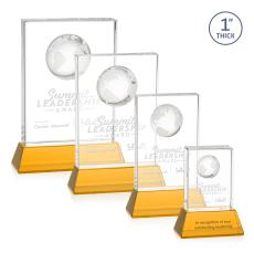 Ambassador Globe Award on Base - Amber - Crystal Awards
