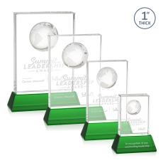Ambassador Globe Award on Base - Green - Crystal Awards