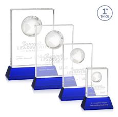 Ambassador Globe Award on Base - Blue - Crystal Awards