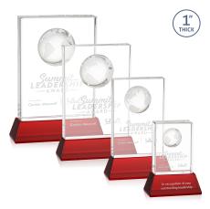 Ambassador Globe Award on Base - Red - Crystal Awards