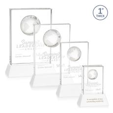 Ambassador Globe Award on Base - White - Crystal Awards