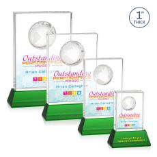 Ambassador VividPrint Award on Base - Green - Crystal Awards