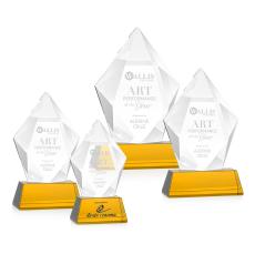 Devron Award on Base - Amber - Yellow Crystal Awards