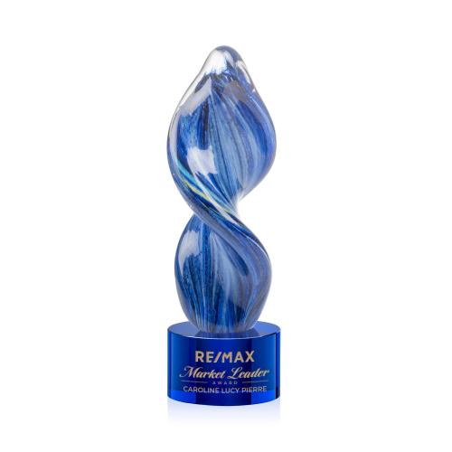 Recognition Awards - Crystal Awards - Colored Crystal Awards - Blue Crystal Awards - Bonavista Award on Marvel Base - Blue
