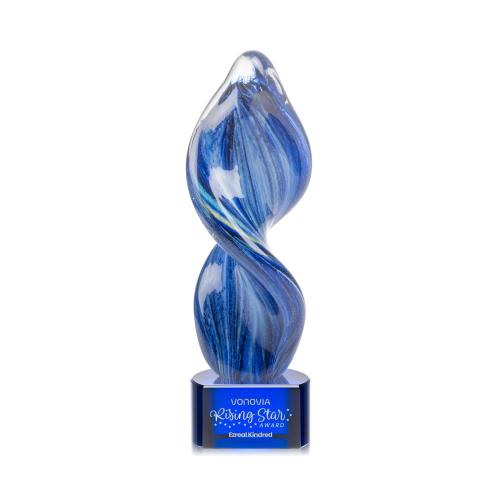Recognition Awards - Crystal Awards - Colored Crystal Awards - Blue Crystal Awards - Bonavista Award on Paragon Base - Blue