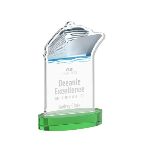 Recognition Awards - Crystal Awards - Voyager Award on Alberton Base - Green