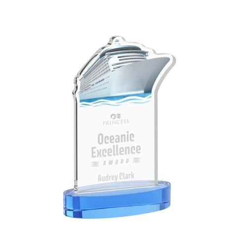 Recognition Awards - Crystal Awards - Voyager Award on Alberton Base - Sky Blue