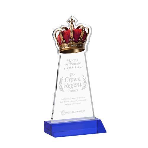 Recognition Awards - Crystal Awards - Crown Award - Blue
