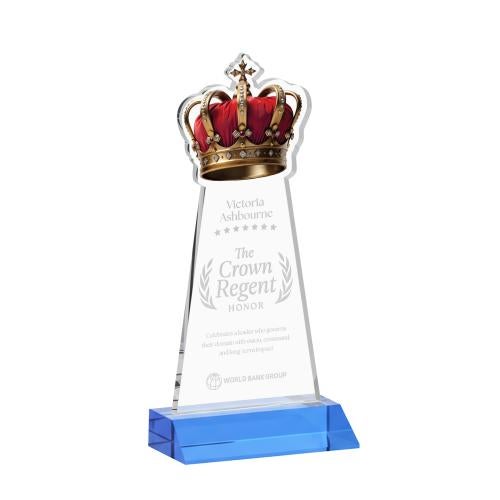 Recognition Awards - Crystal Awards - Crown Award - Sky Blue