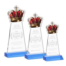 Crown Award - Sky Blue - Colored Glass Awards