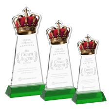 Crown Award on Hartford Base - Green - Crystal Awards