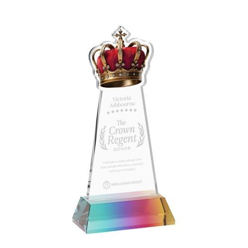 Recognition Awards - Crystal Awards - Crown Award on Hartford Base - Prismatic